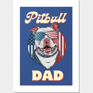 Pitbull Dad - USA Flag Posters and Art